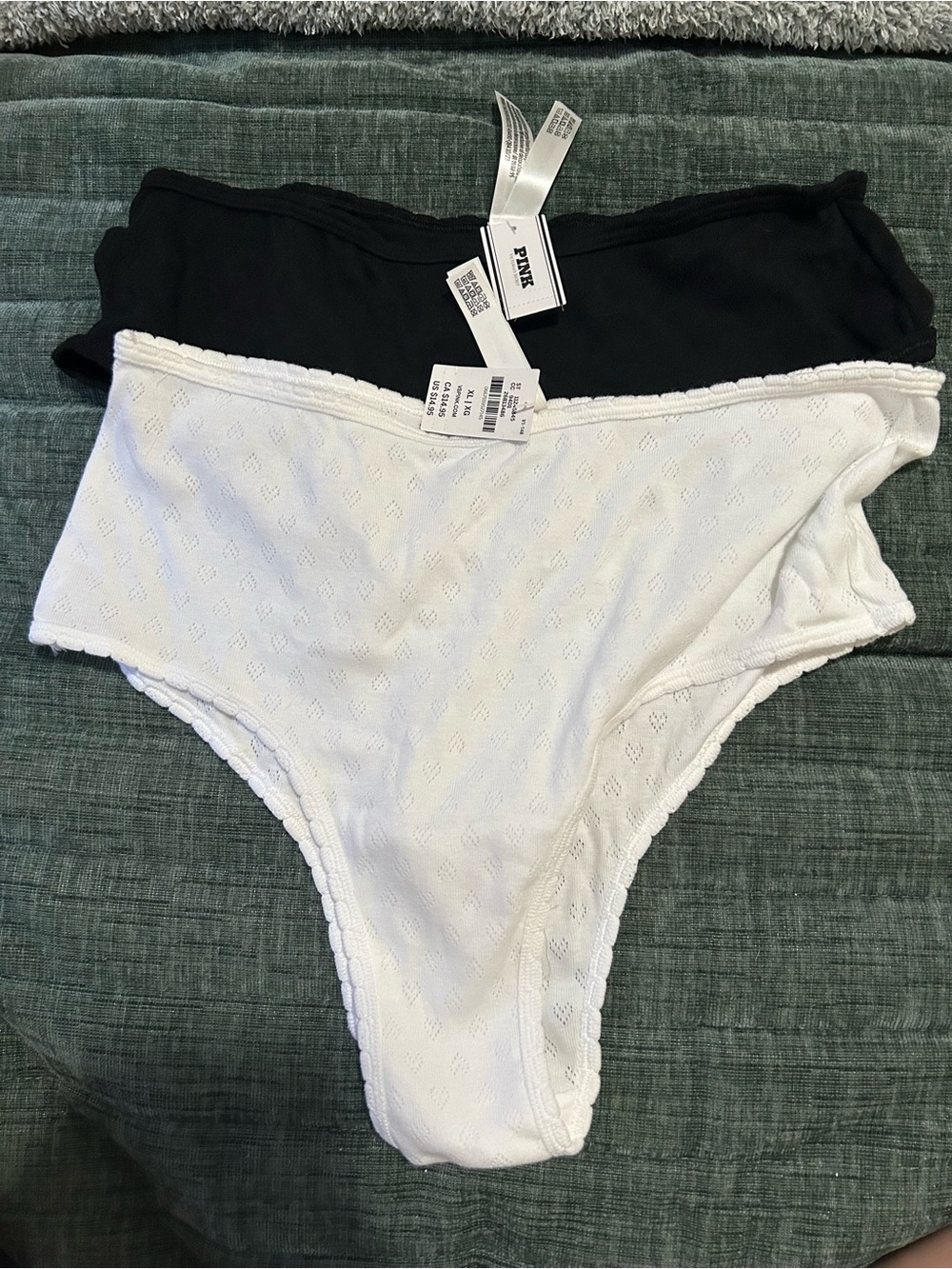 PINK Victoria's Secret Black and White Cotton Bikini Panty Set